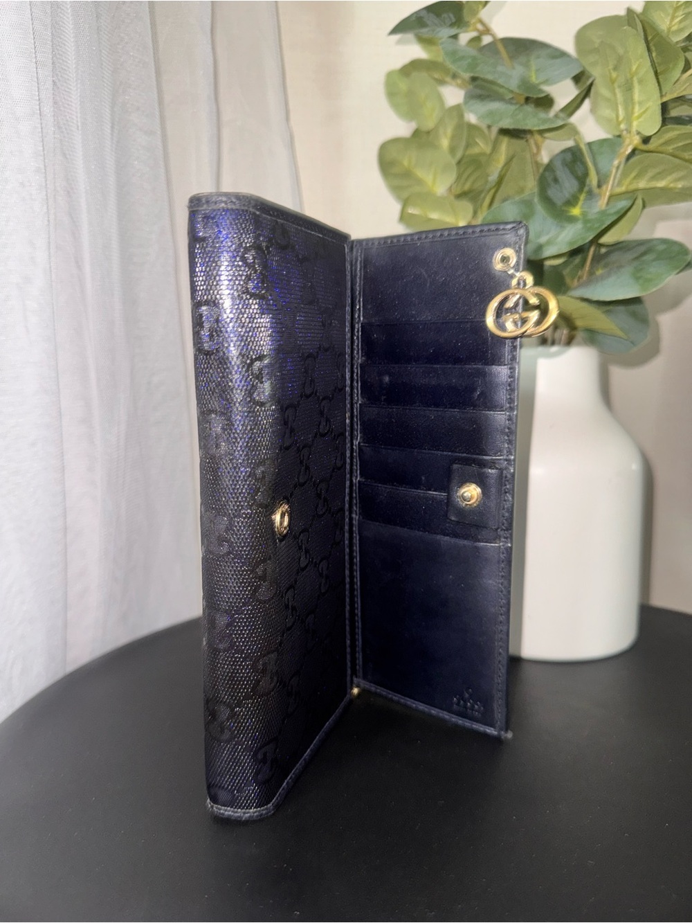 Gucci Navy GG Monogram Wallet on Chain - Picture 3 of 16
